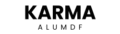 شعار KARMA ALUMDF باللونين الأبيض والأسود.