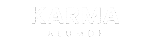 شعار KARMA ALUMDF. كلمة KARMA مكتوبة بالخط العريض فوق كلمة ALUMDF بخط أصغر